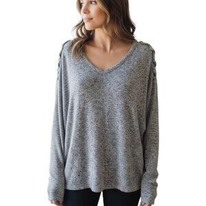 Express Medium Gray Soft Sweater Layering Vneck Long Sleeve Oversized